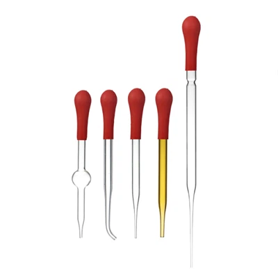 Stiklo burette 0.5ml 1ml 2ml 3ml 3ml 5ml 10ml stiklo mėginių ėmimo pipetės stiklo graduotas lašintuvas su guminės lemputės galvute